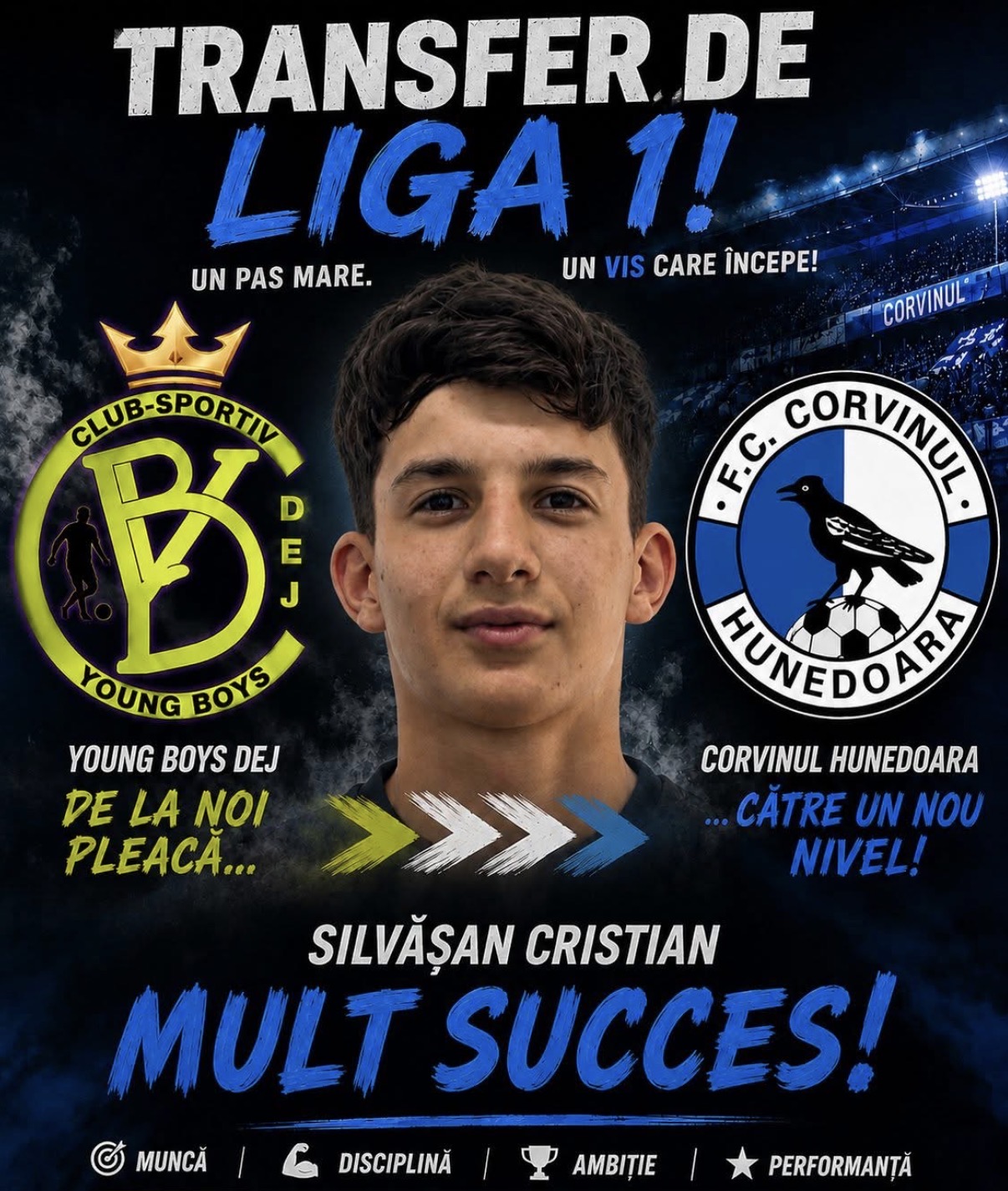 Afiș transfer: Silvășan Cristian, de la Young Boys Dej la FC Corvinul Hunedoara